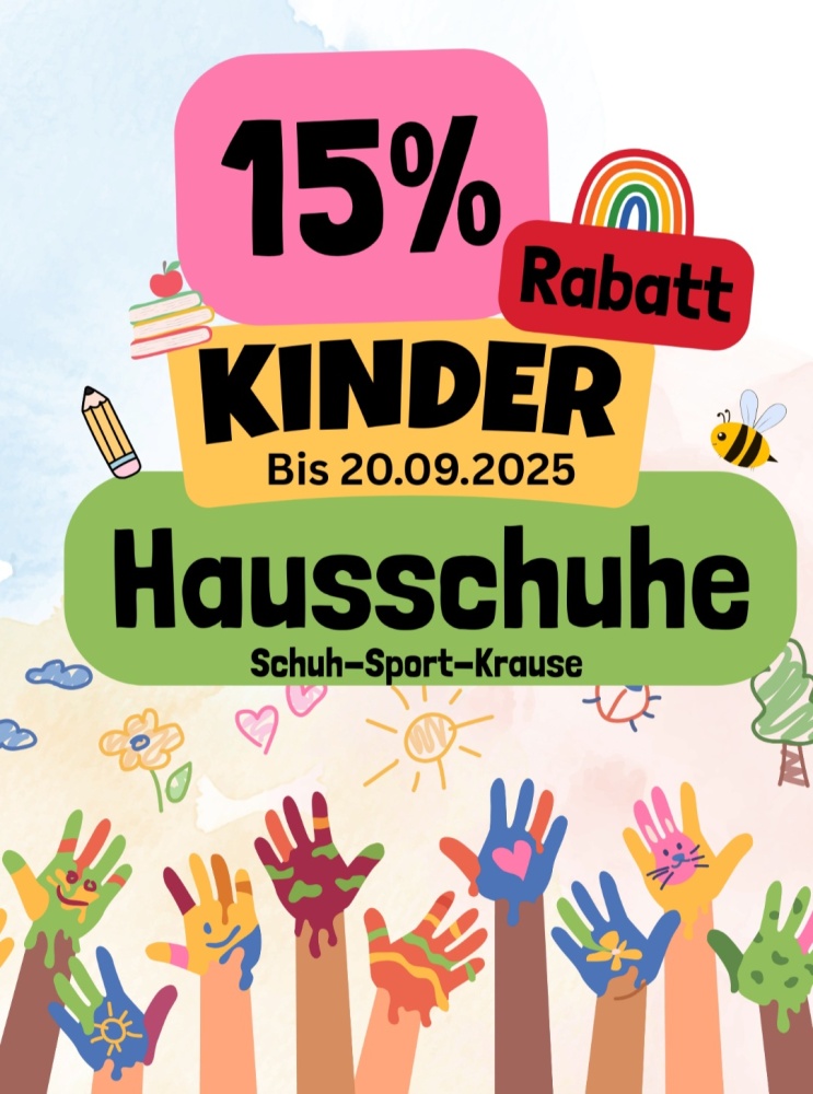 15% Rabatt auf Kinder Hausschuhe bis 20.09.25
