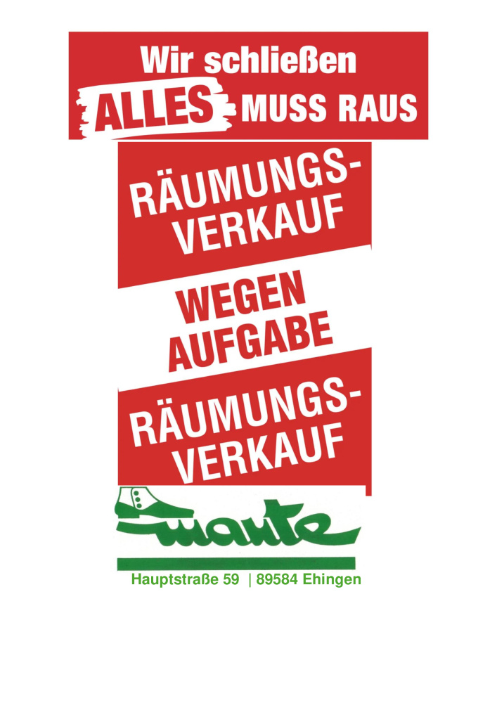 Räumungsverkauf Ehingen