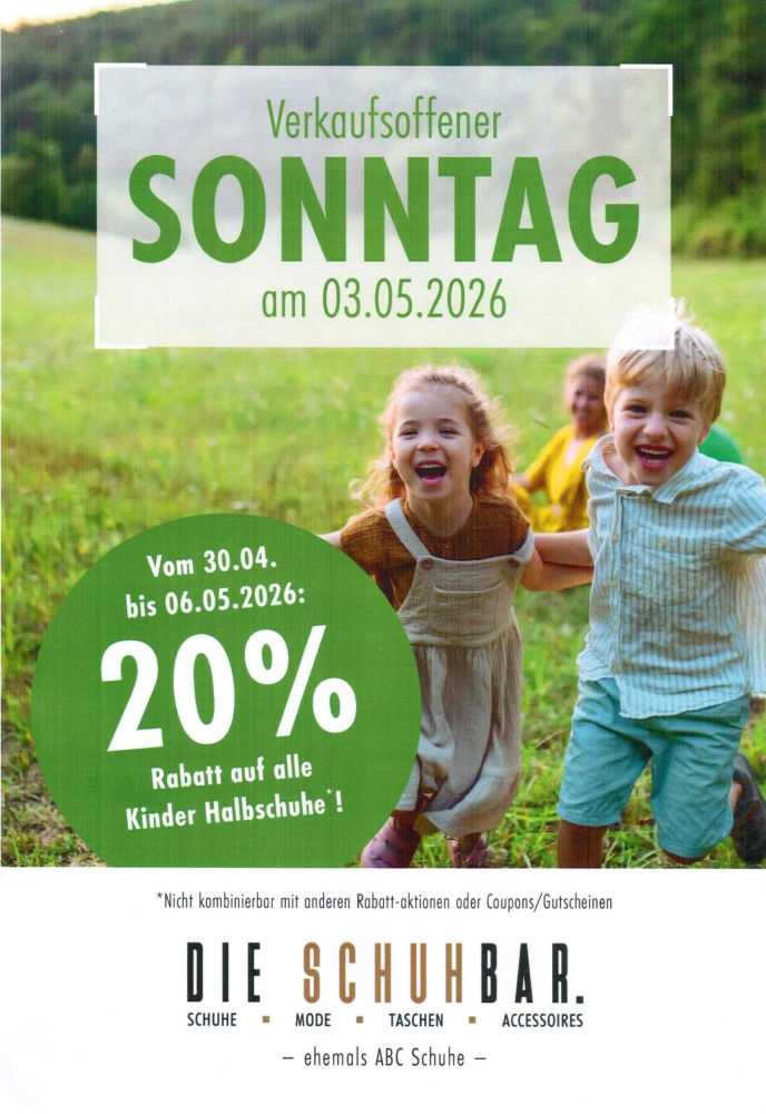 20 % auf alle Kinder-Halbschuhe vom 30.4.-6.5.26 