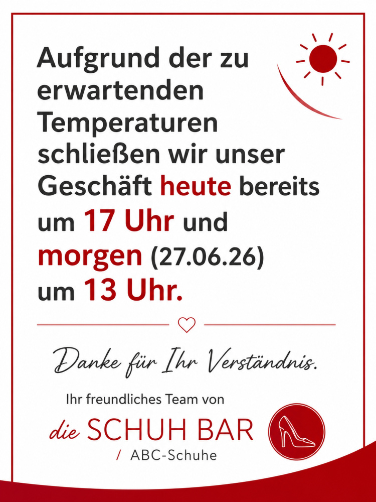 Achtung, geänderte Öffnungszeiten 