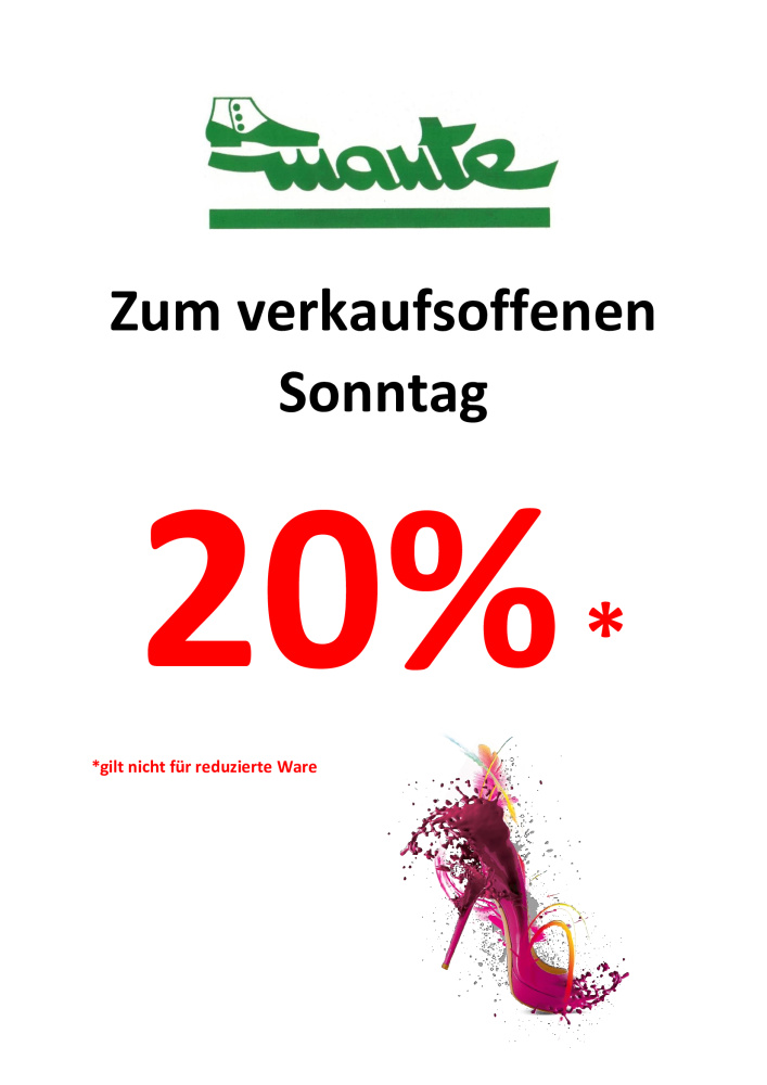 Verkaufsoffener Sonntag 20%