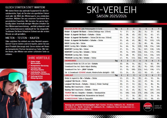 Ski-Verleih SAISON 2025/2026