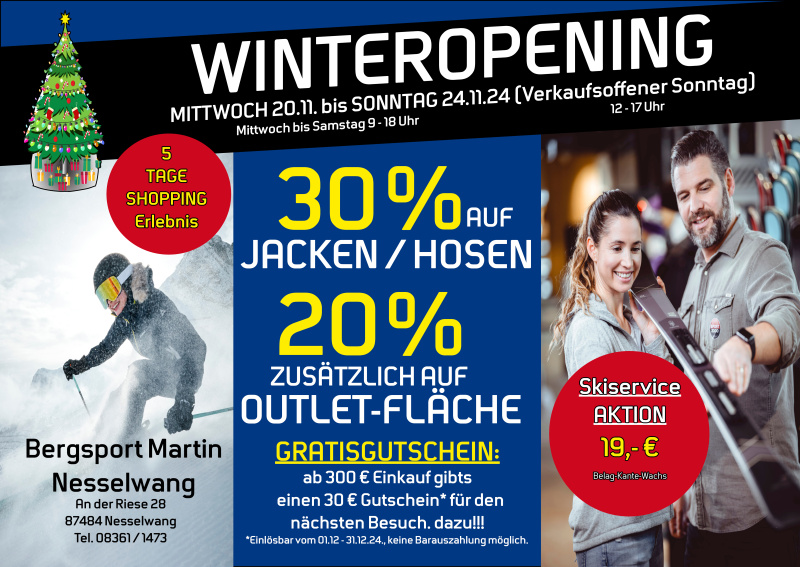 Winteropening + Verk. Sonntag