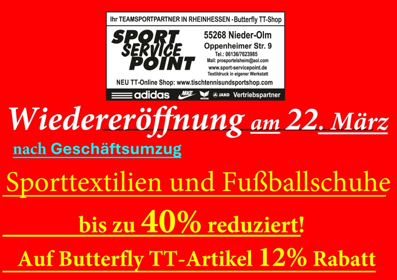 Wiedereröffnung nach Umzug ab 22. März
