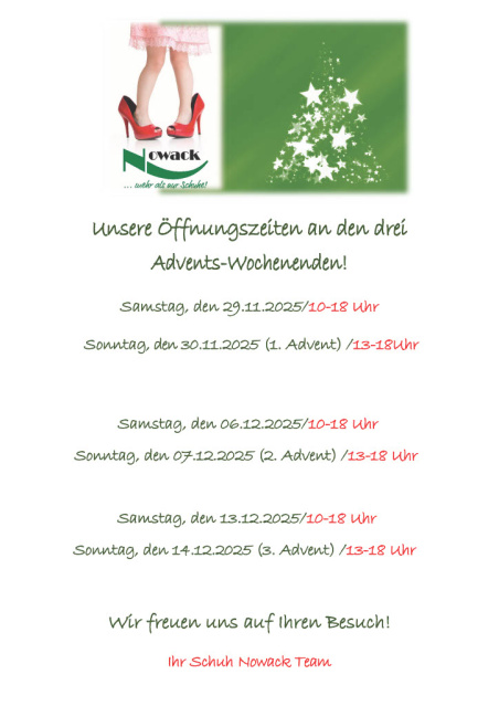 Öffnungszeiten im Advent