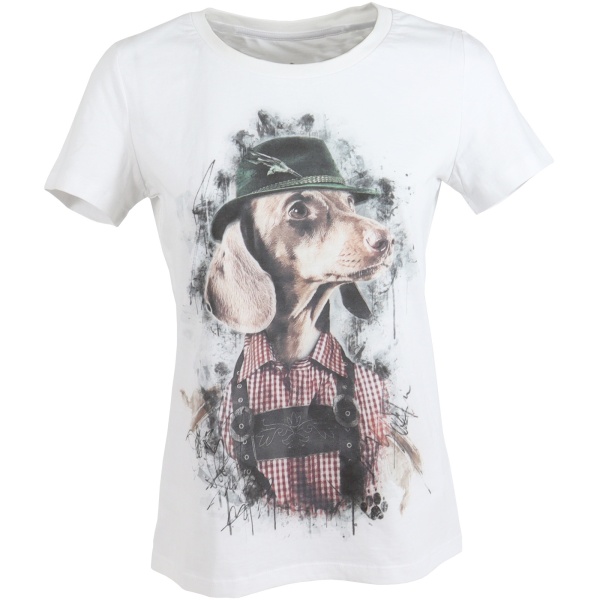  ALMTRACHT T-Shirt Damen Dackel mit Hut